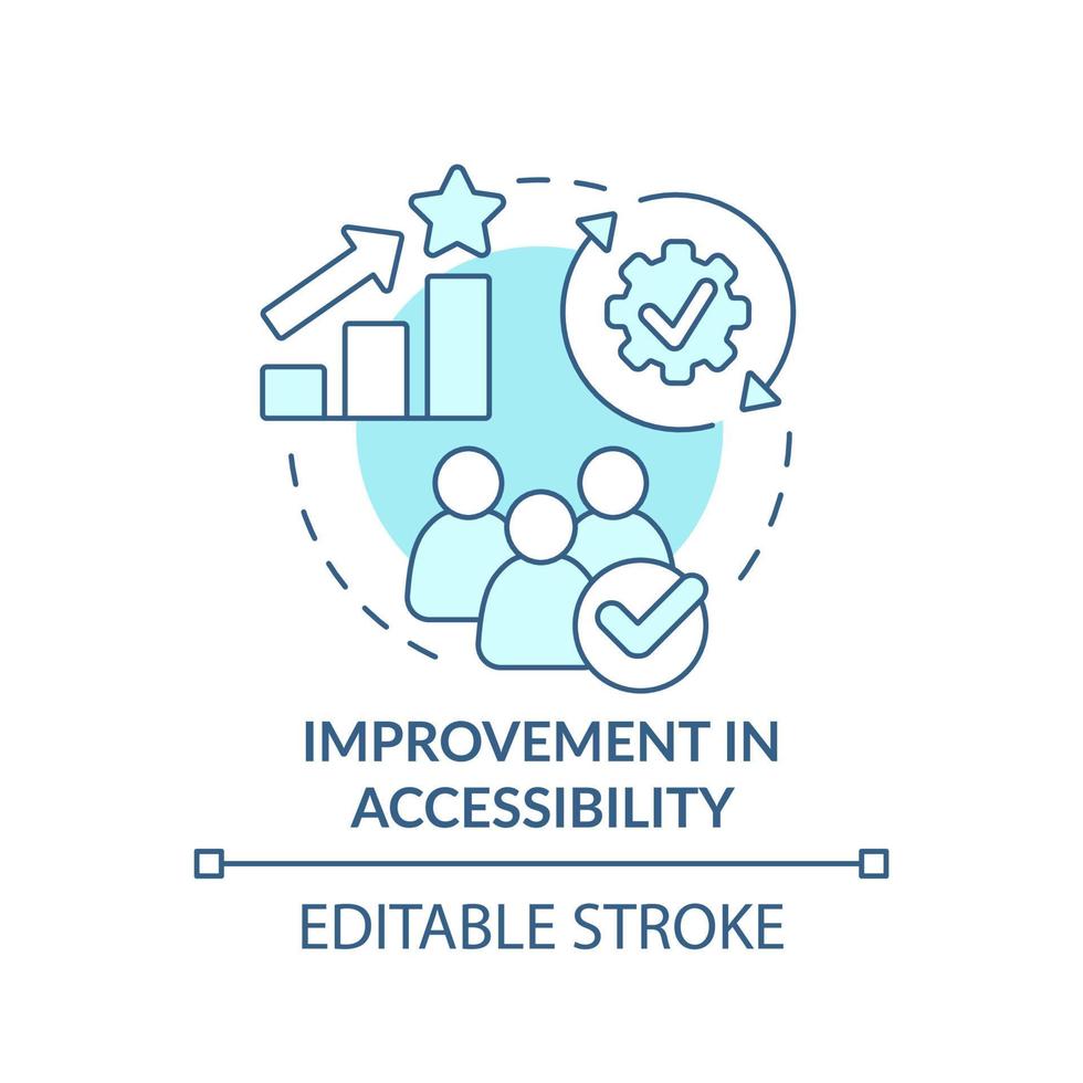 amélioration de l'icône de concept turquoise d'accessibilité. la mobilité en tant qu'illustration de ligne mince d'idée abstraite de valeur de service. dessin de contour isolé. trait modifiable. vecteur