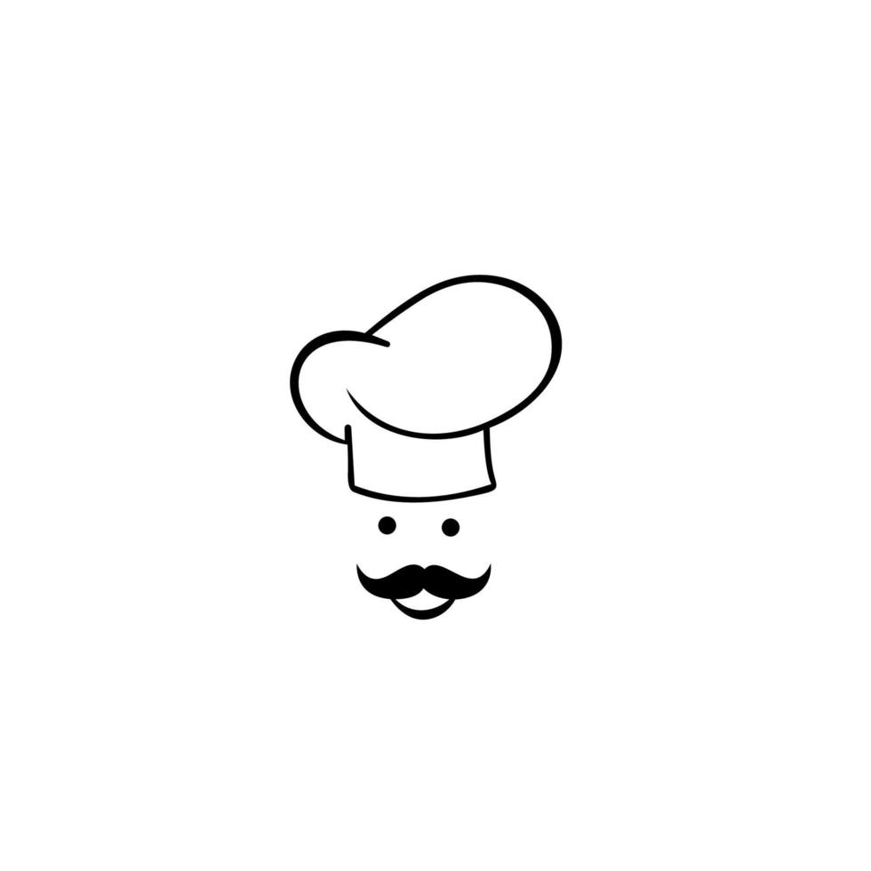 chef dans un logo vectoriel de chapeau de cuisine. icône ou symbole pour le restaurant de menu design, le club de cuisine, le studio de restauration ou la cuisine maison.