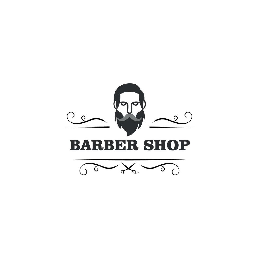 logo pour le coiffeur, logo noir et blanc pour un salon de coiffure, impression rétro pour les salons de coiffure, t-shirts, typographie, modèle graphique vectoriel