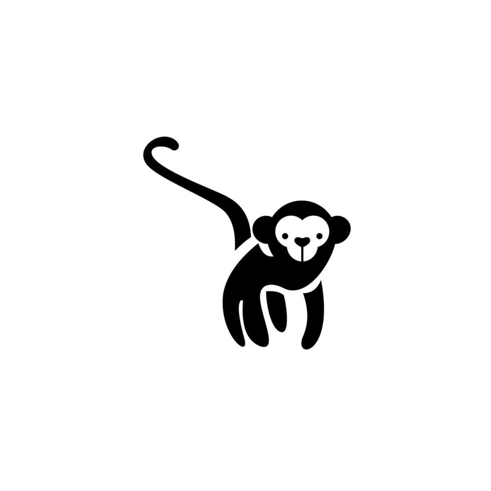 icône de vecteur de singe, illustration de livre pour enfants ou autocollant. conception de l'emblème sur fond blanc