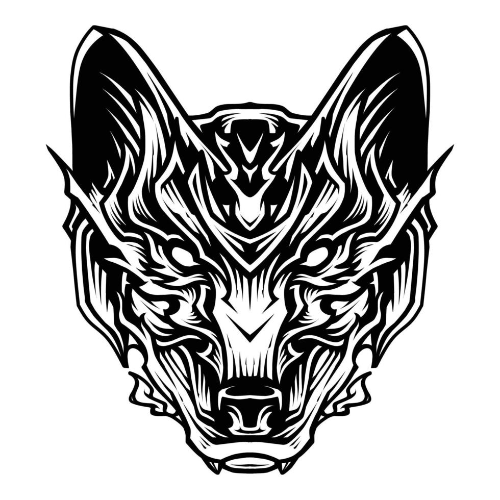 tête de loup dessin au trait illustration vectorielle vecteur