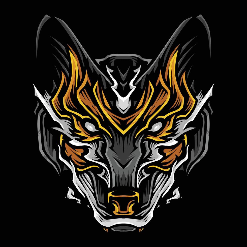 illustration vectorielle tête de loup doré vecteur