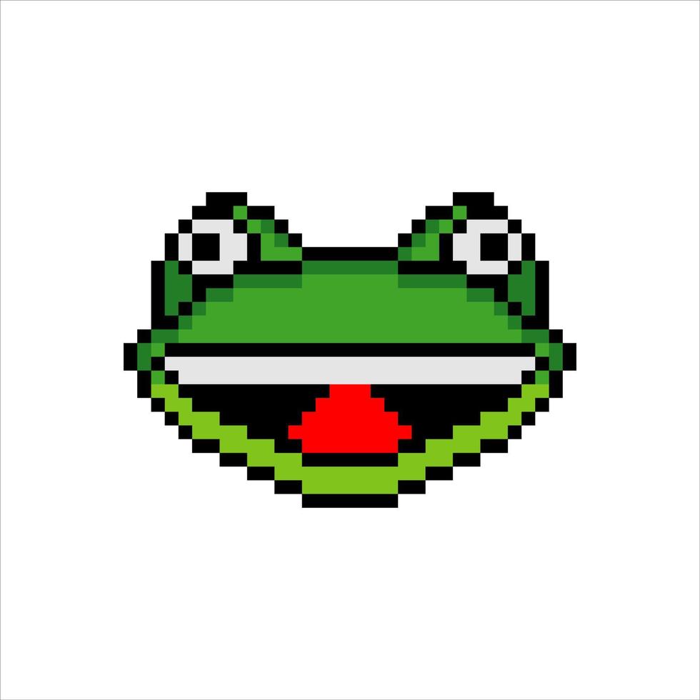 tête de visage de grenouille avec pixel art. illustration vectorielle. vecteur