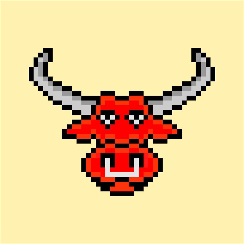 tête de taureau avec pixel art. illustration vectorielle. vecteur