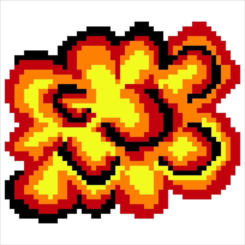 explosion avec pixel art. illustration vectorielle. vecteur