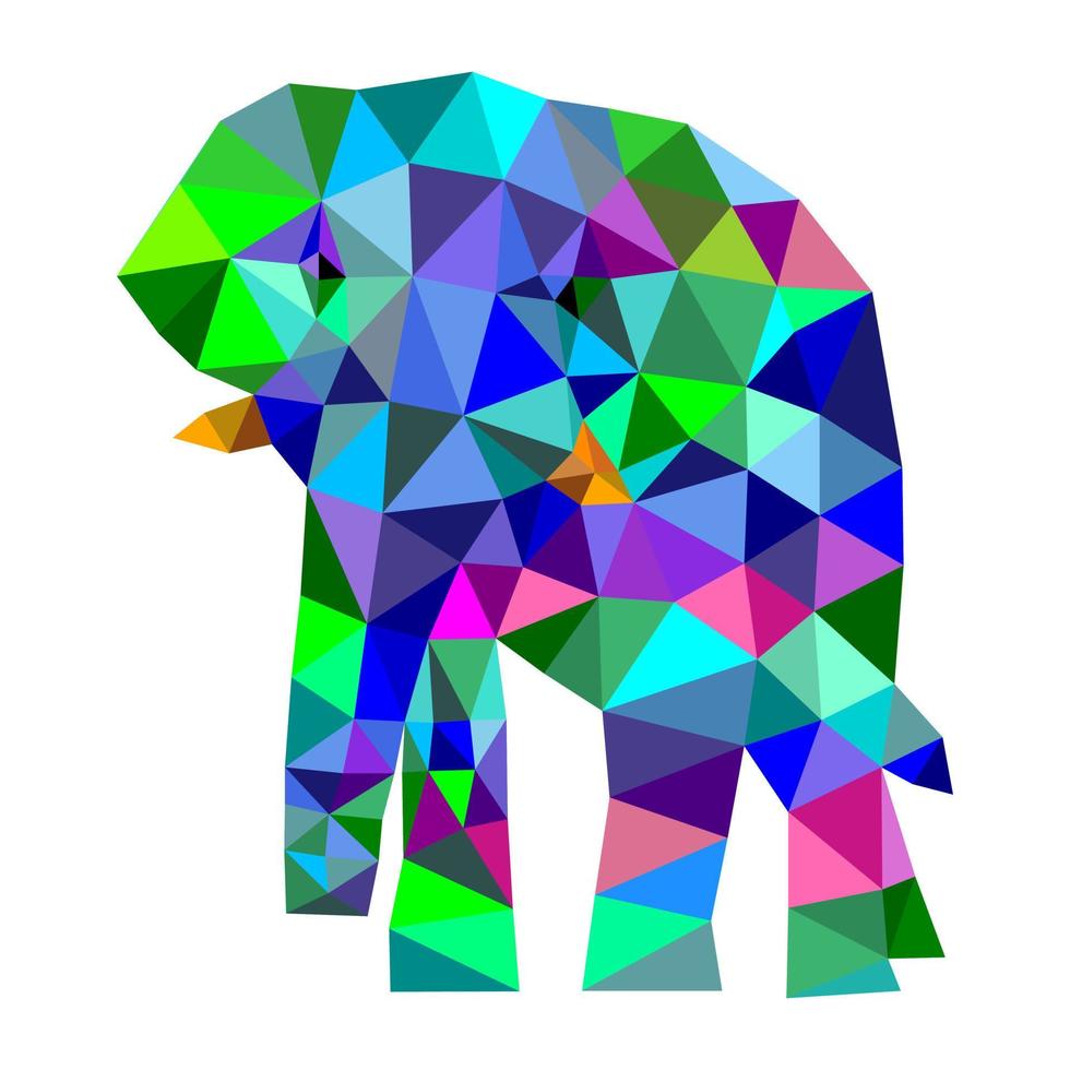 illustration vectorielle d'éléphant avec un design low poly sur fond blanc. vecteur