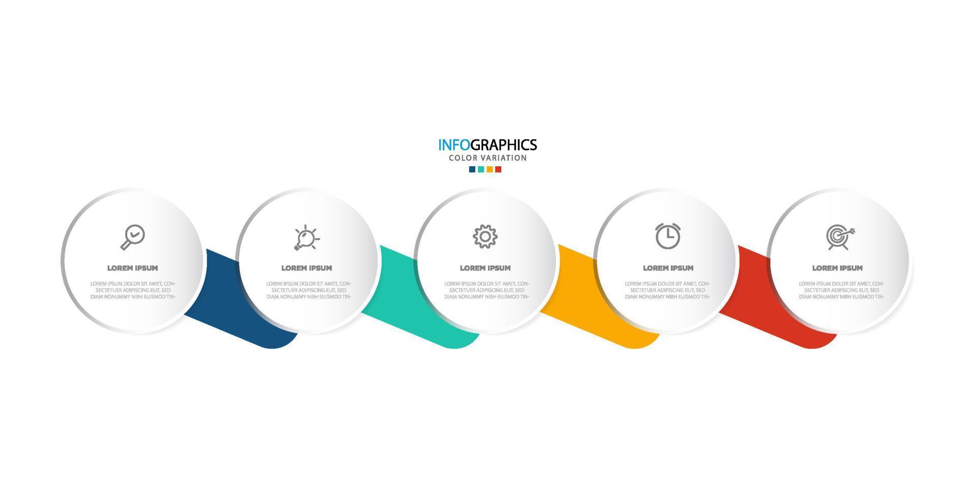 vecteur de modèle de conception d'infographie d'entreprise moderne avec des icônes et 5 options ou étapes. peut être utilisé pour le diagramme de processus, les présentations, la mise en page du flux de travail, la bannière, l'organigramme, le graphique d'informations. eps10