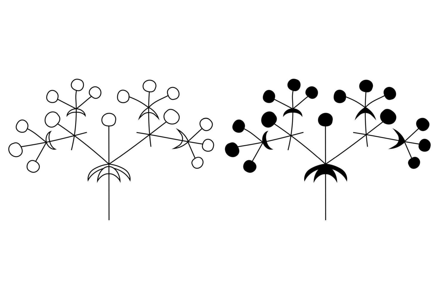 le contour de la silhouette des inflorescences florales chez les plantes sur la tige. vecteur isolé