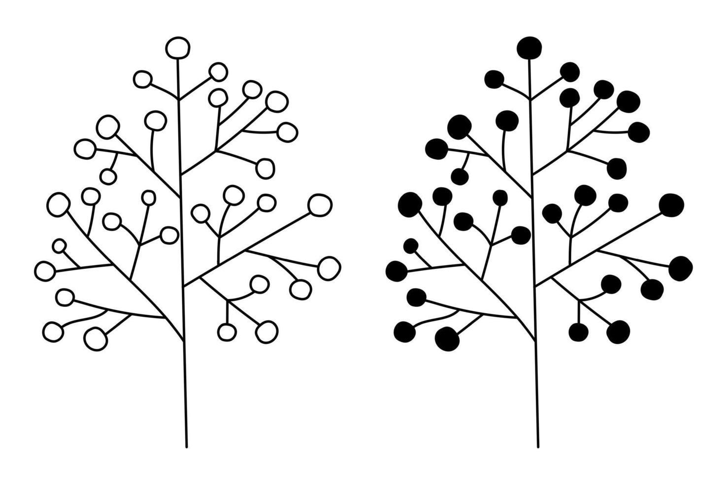 le contour de la silhouette des inflorescences florales chez les plantes sur la tige. vecteur isolé