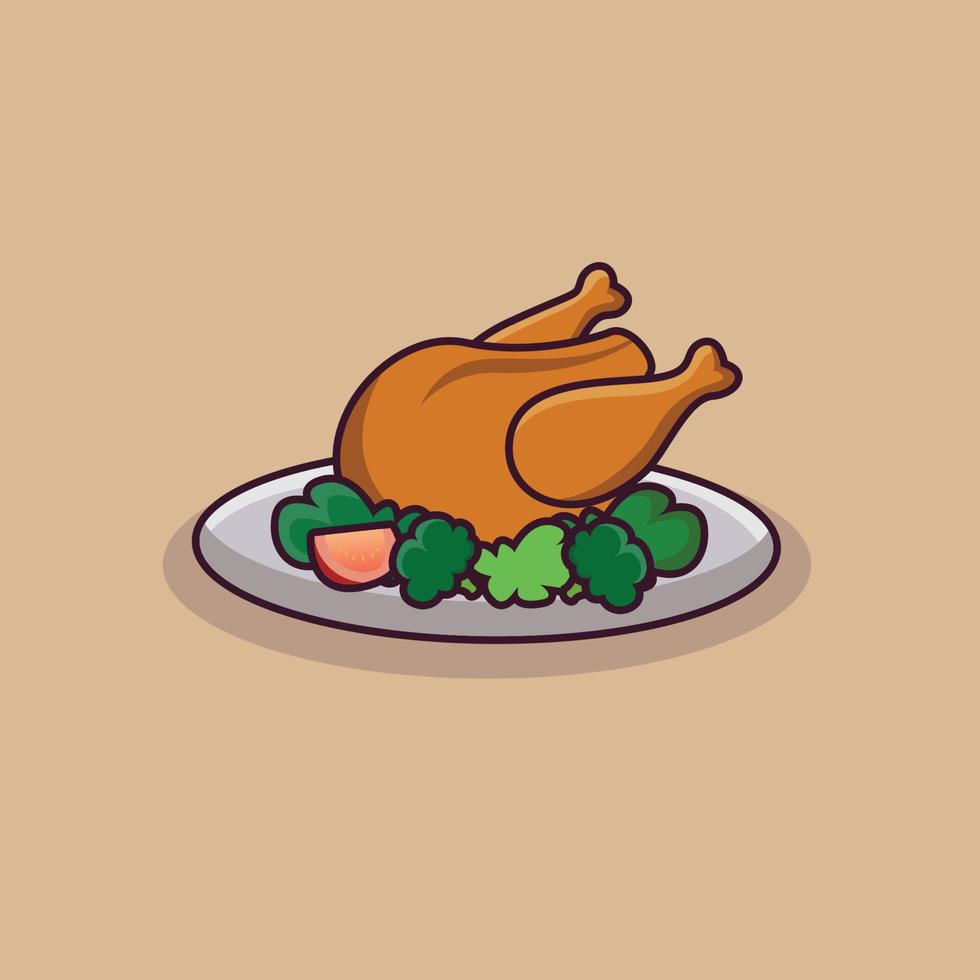 poulet de dinde sur une assiette vecteur