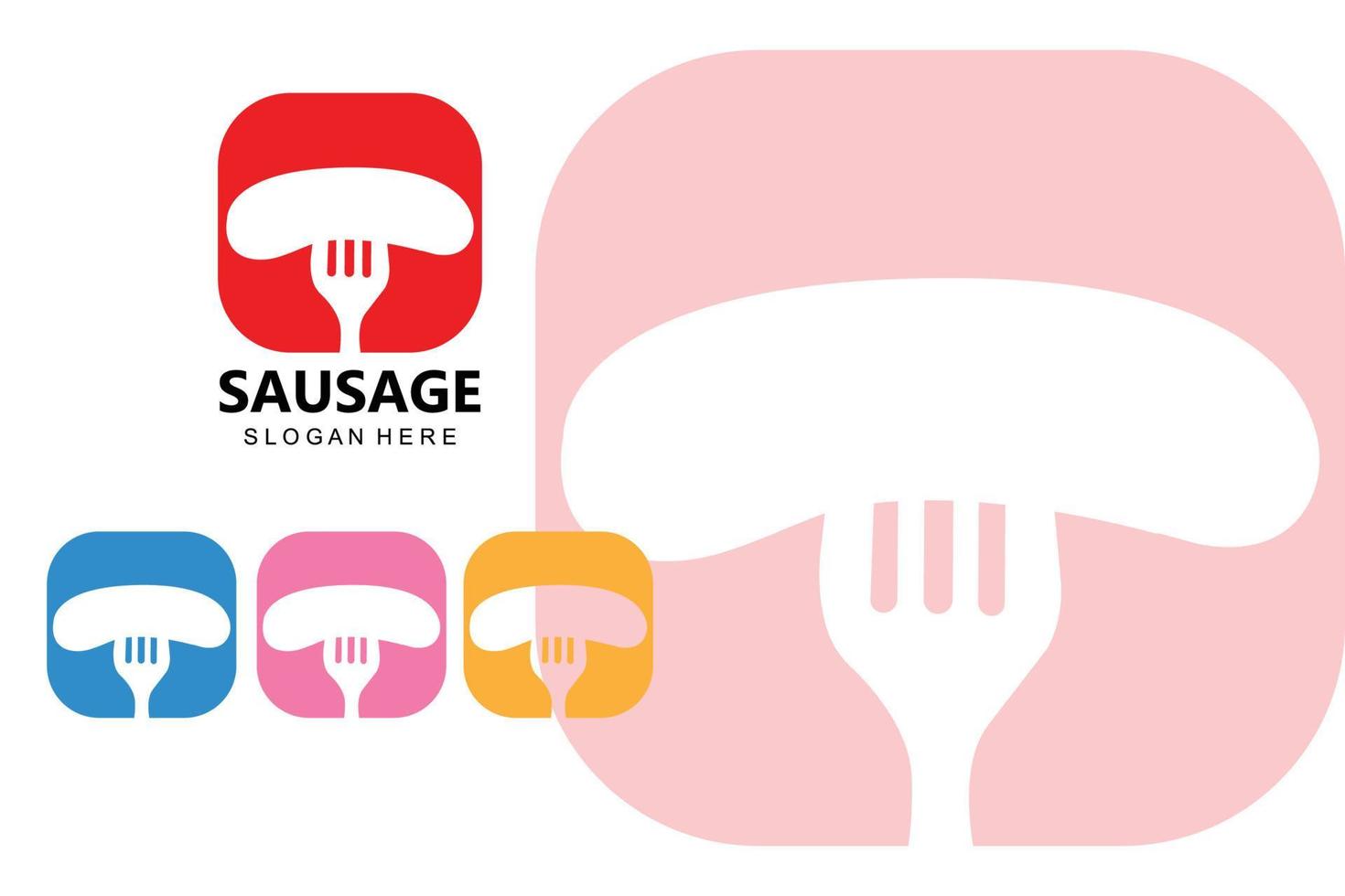 symbole de vecteur de logo de saucisse grillée, viande de barbecue, concept rétro