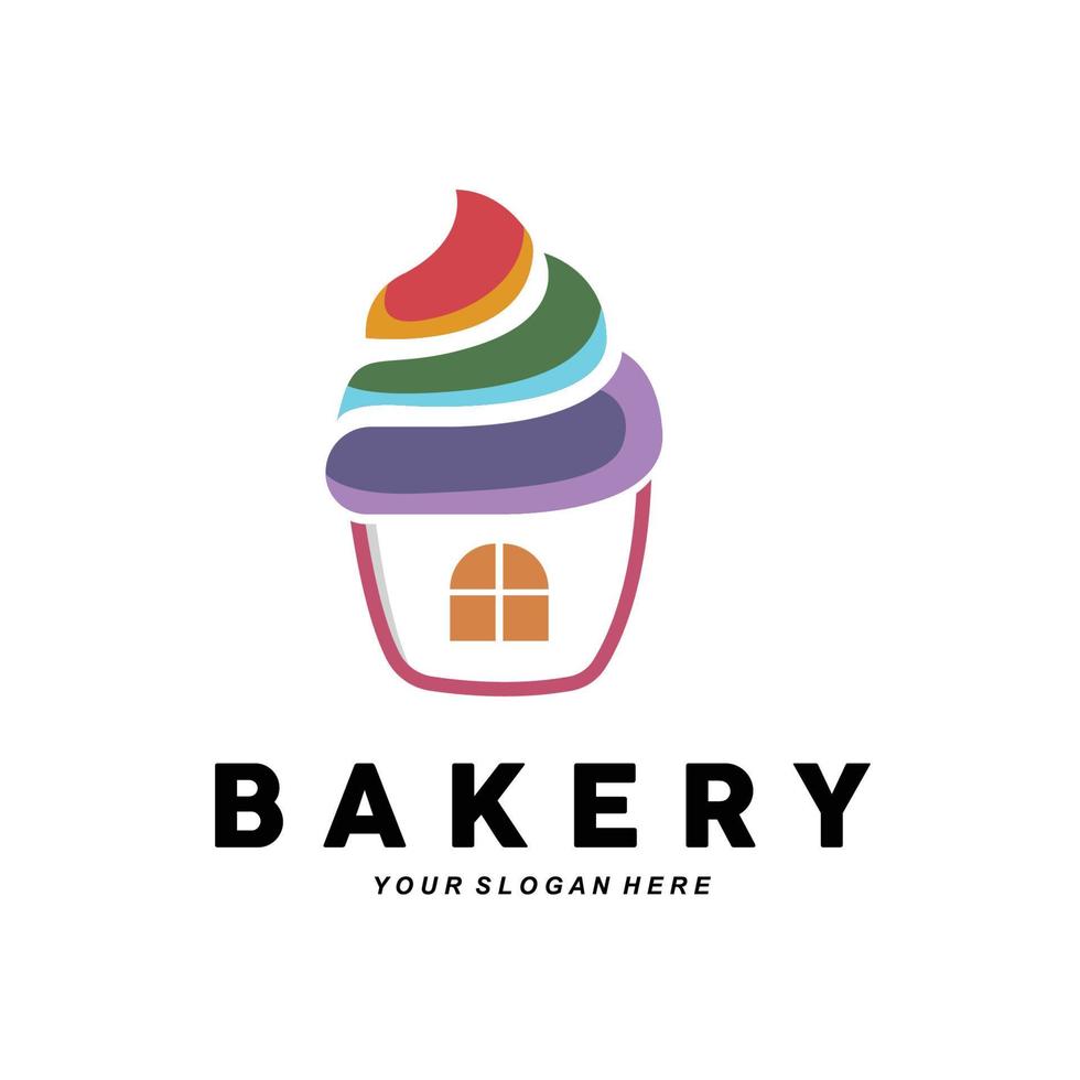 logo de pain, illustration de conception de nourriture de blé, vecteur de boulangerie, cupcake