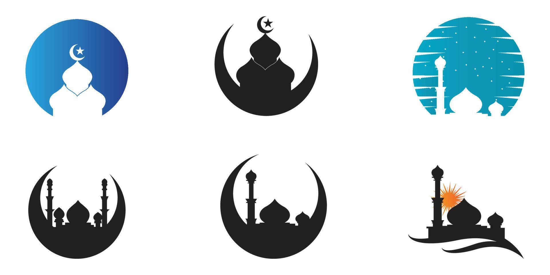 modèle gratuit d'icône de logo vectoriel de mosquée islamique pour le mois de ramadan kareem et eid