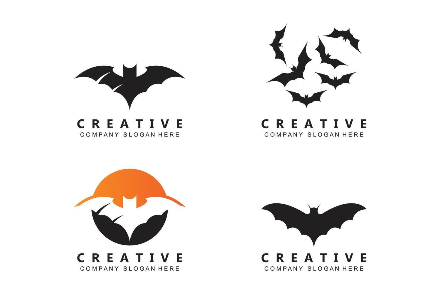 création de logo de chauve-souris, illustration d'halloween, marque d'entreprise, icône d'animal de nuit vecteur