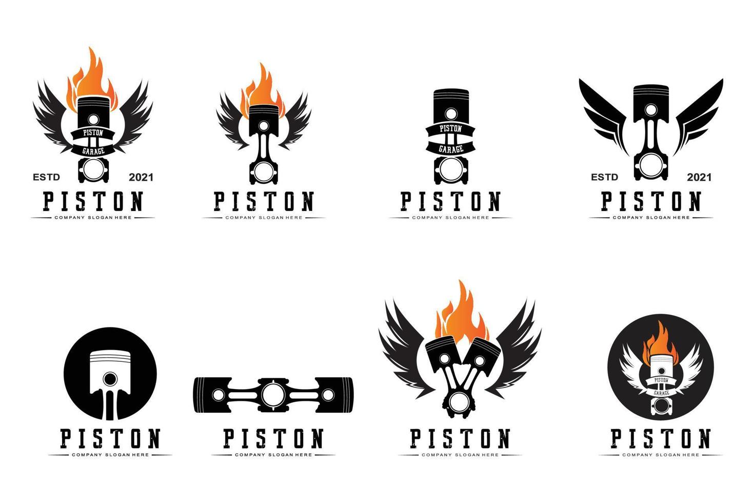 vecteur de logo de piston, conception d'illustration d'atelier de véhicule, voiture ou moto