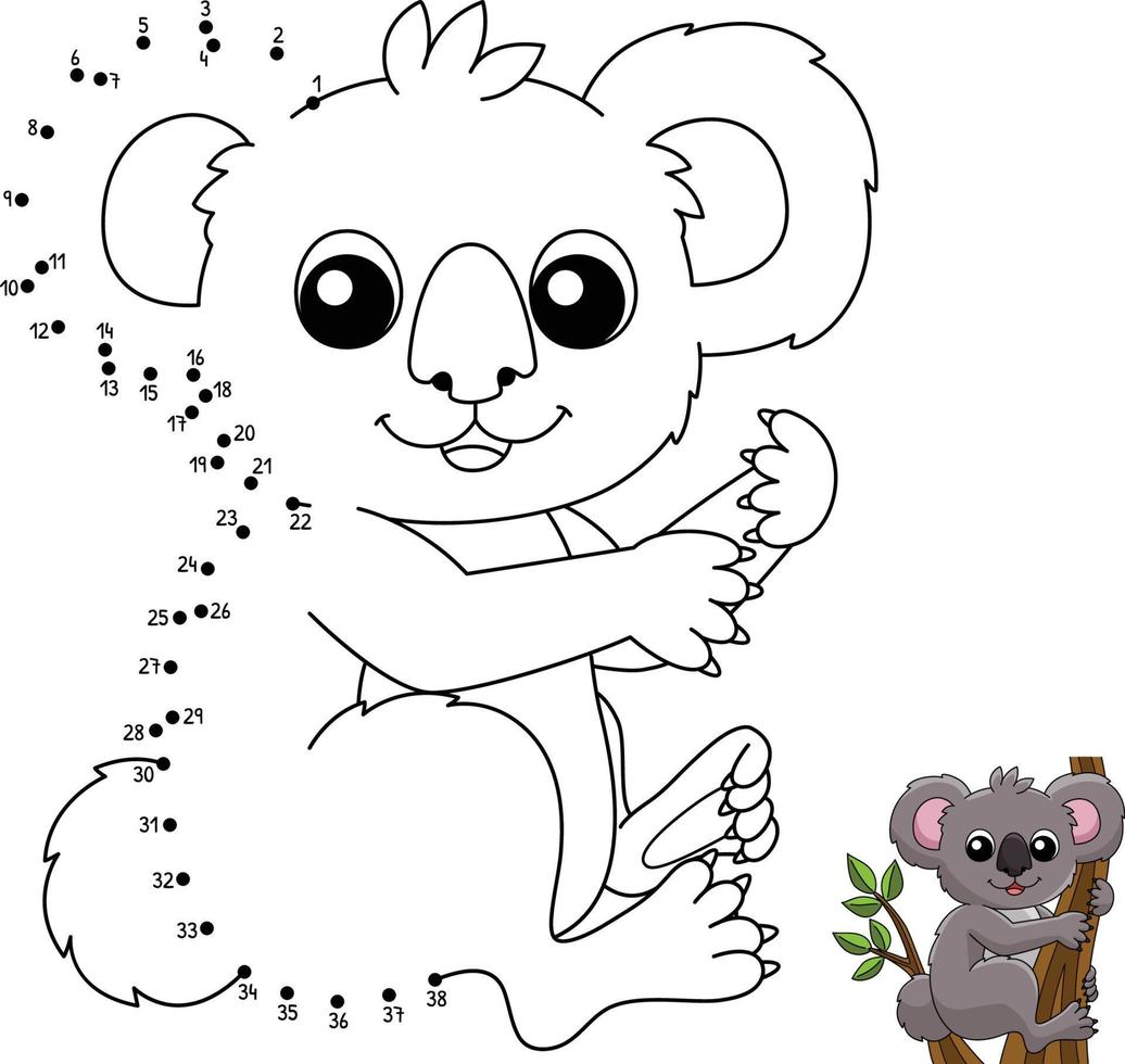 point à point koala coloriage animal pour les enfants vecteur