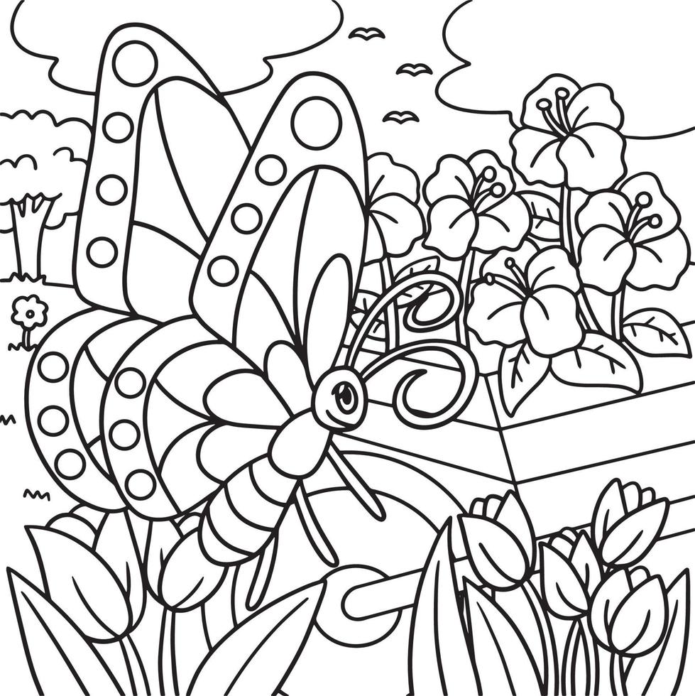 coloriage de papillon pour les enfants vecteur