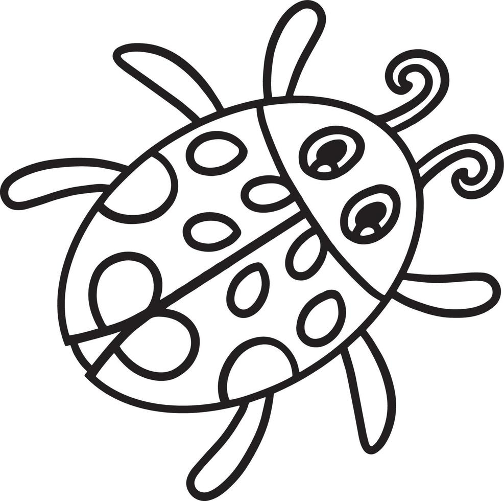 Coloriage coccinelle isolé pour les enfants vecteur