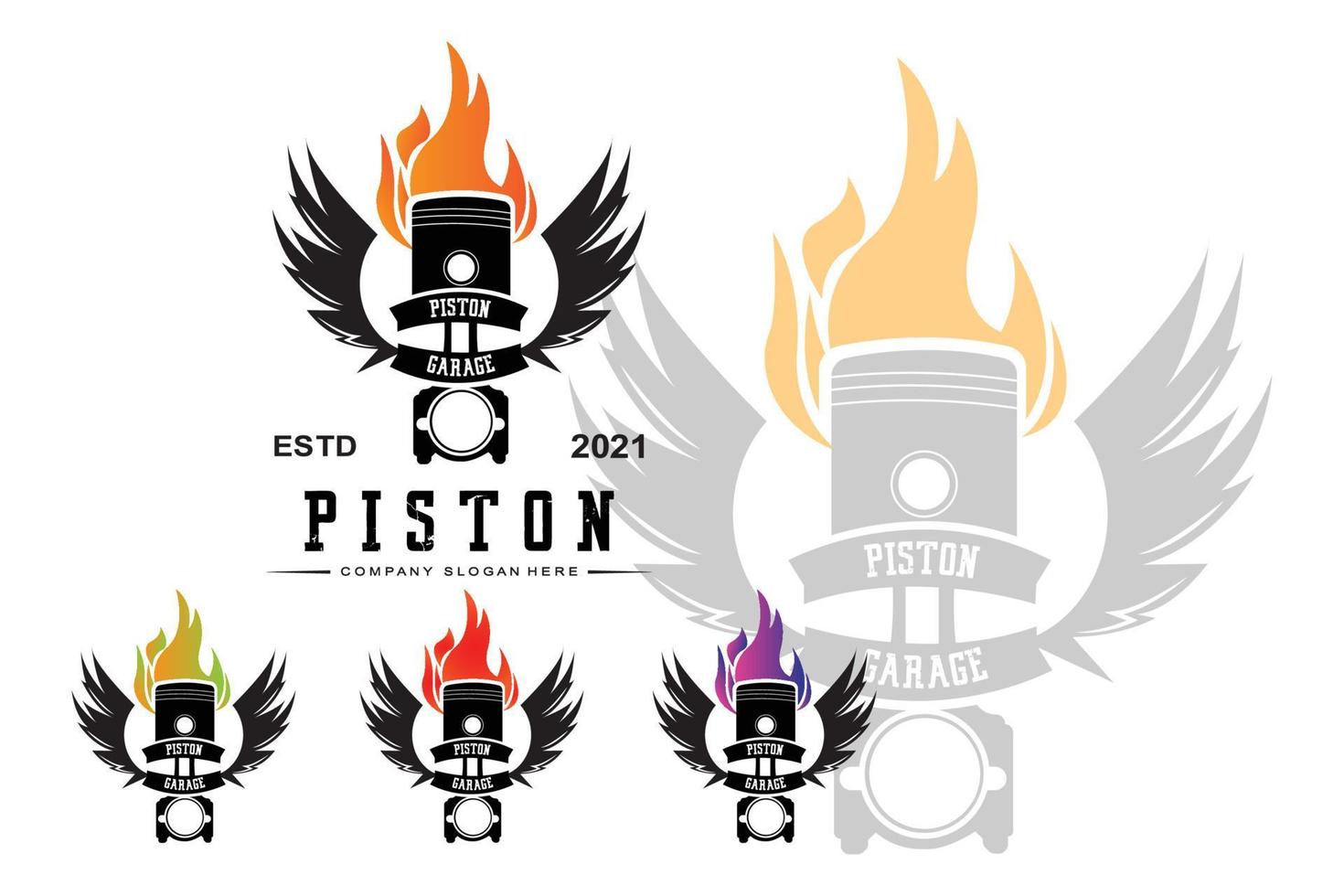 vecteur de logo de piston, conception d'illustration d'atelier de véhicule, voiture ou moto