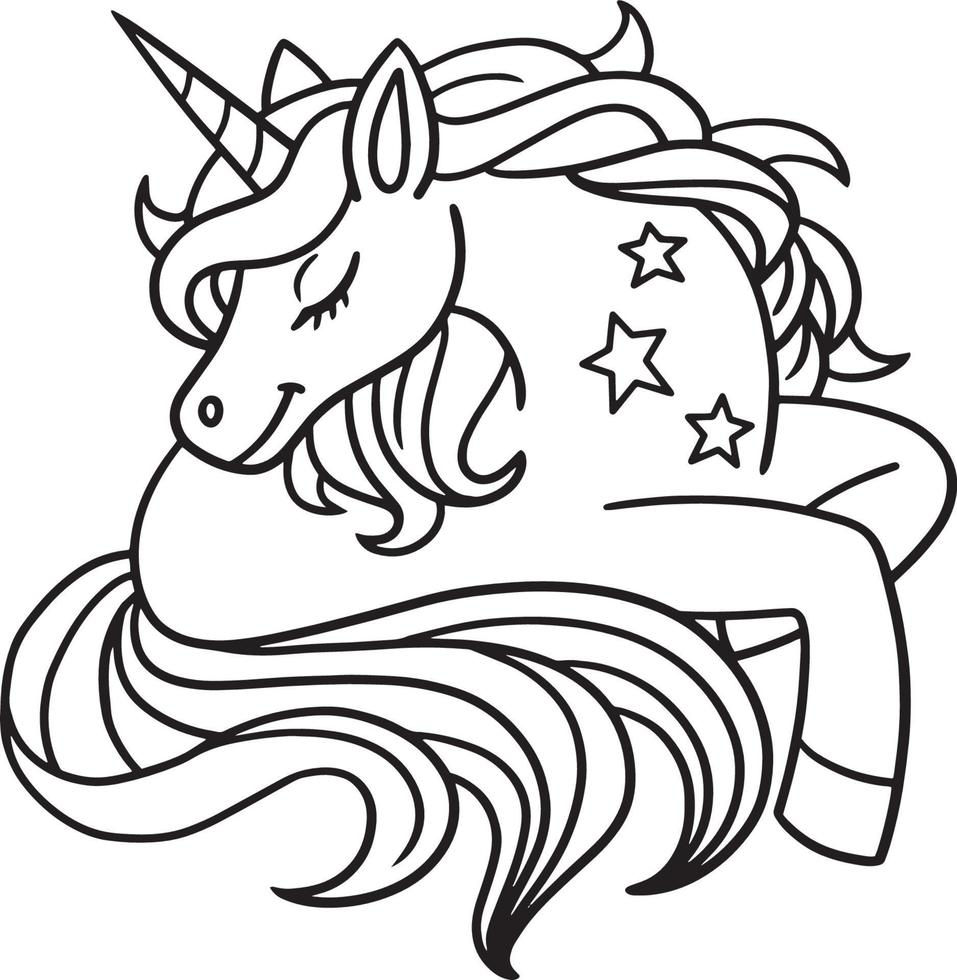 licorne avec étoile isolé coloriage pour les enfants vecteur