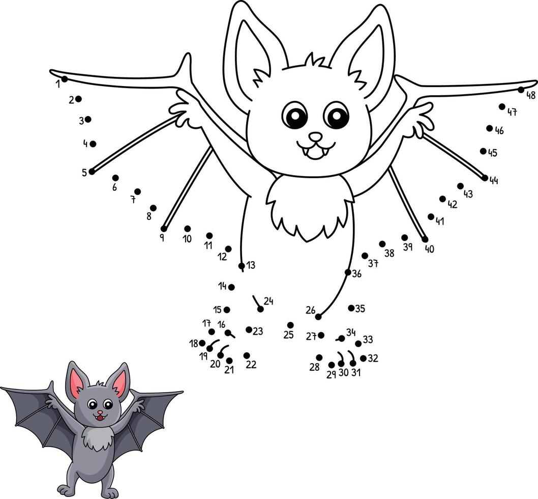 point à point chauve-souris coloriage animal pour les enfants vecteur