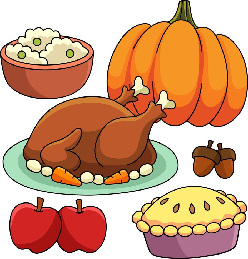 illustration de clipart de dessin animé de fête de thanksgiving vecteur