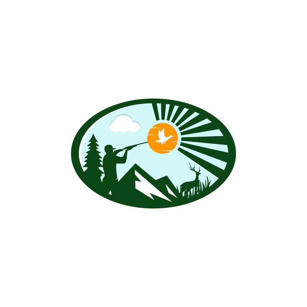 modèle de vecteur de conception de logo de chasseur en plein air