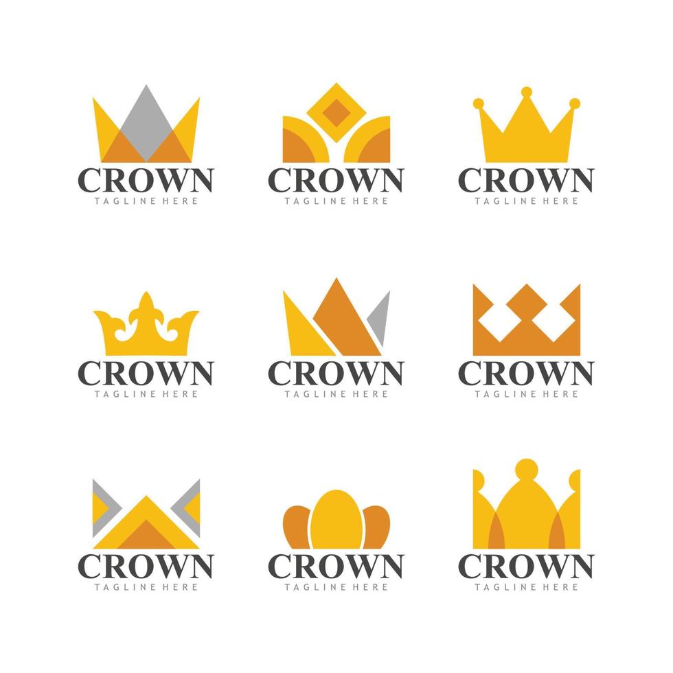 collection de logo de luxe simple couronne vecteur