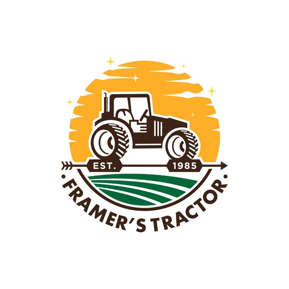 modèle de vecteur de logo de ferme de tracteur