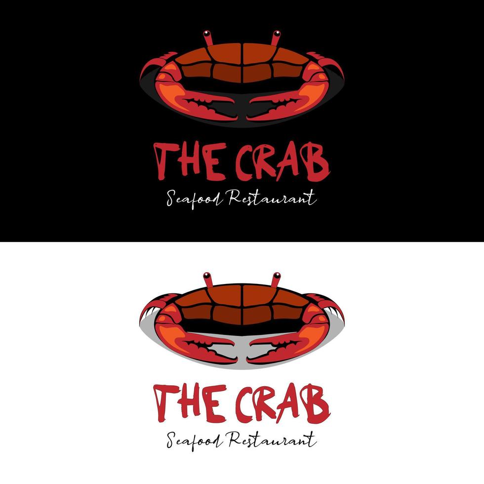 crabe rouge avec grosse griffe pour une idée de conception de logo de restaurant de fruits de mer vintage rétro vecteur