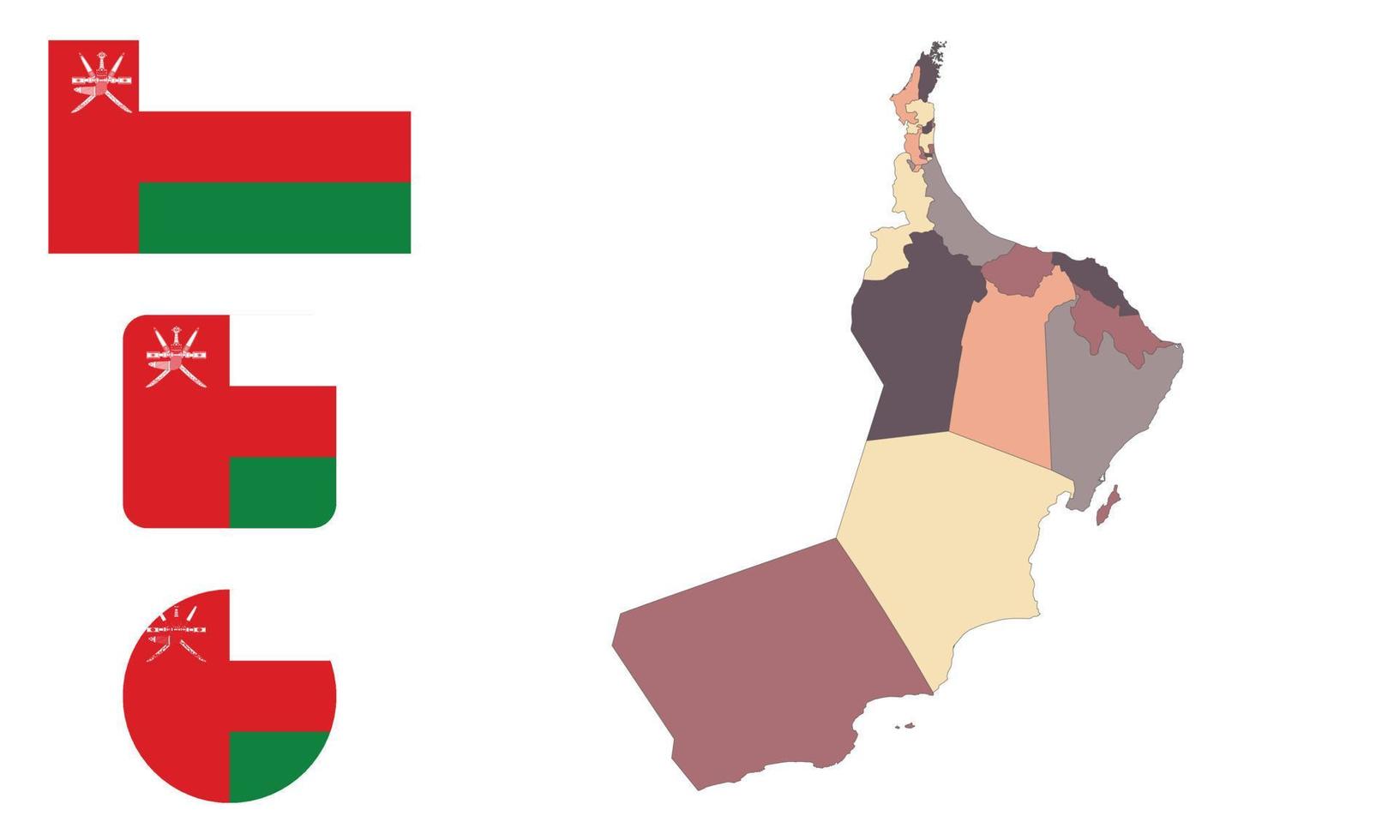 carte et drapeau d'oman vecteur