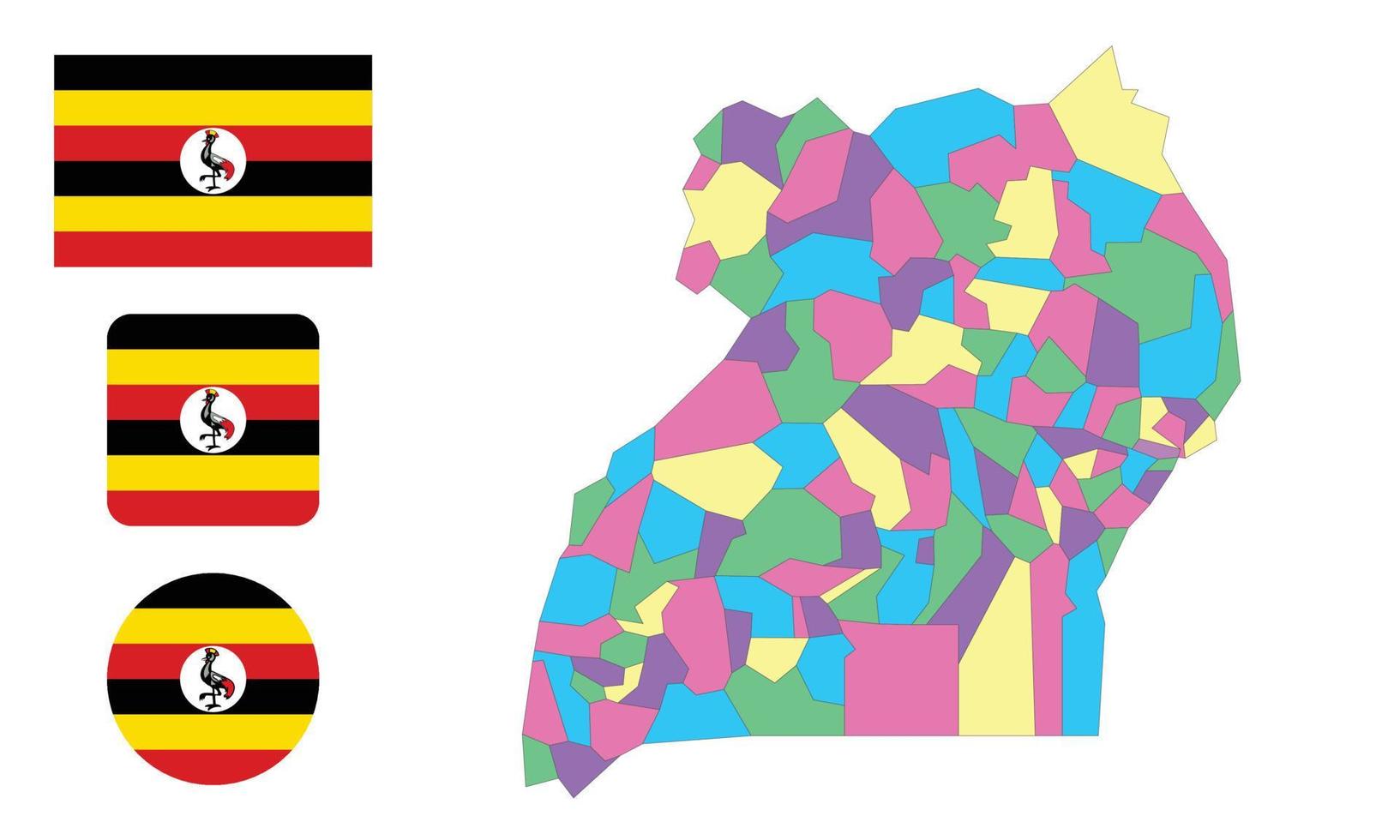 carte et drapeau de l'ouganda vecteur