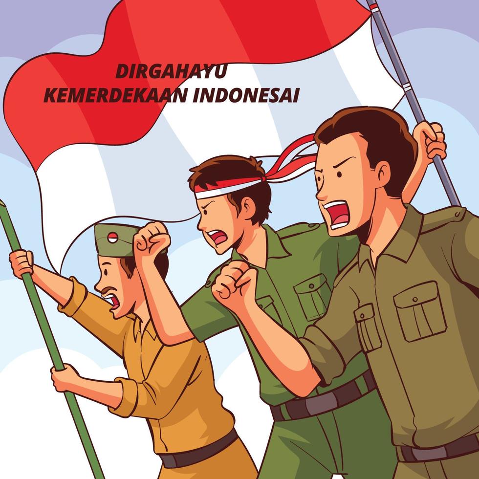 illustration de dirgahayu indonésie dessinée à la main vecteur