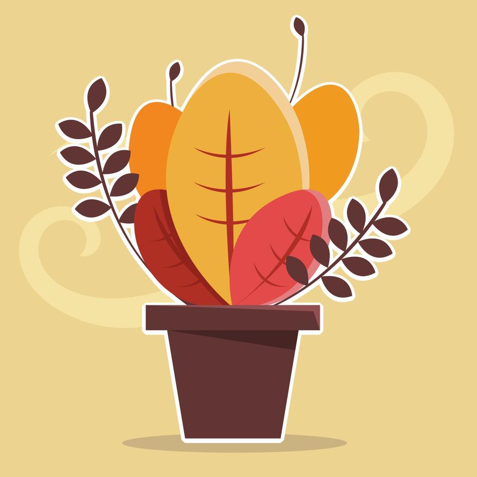 plante d'automne sur l'illustration des pots vecteur