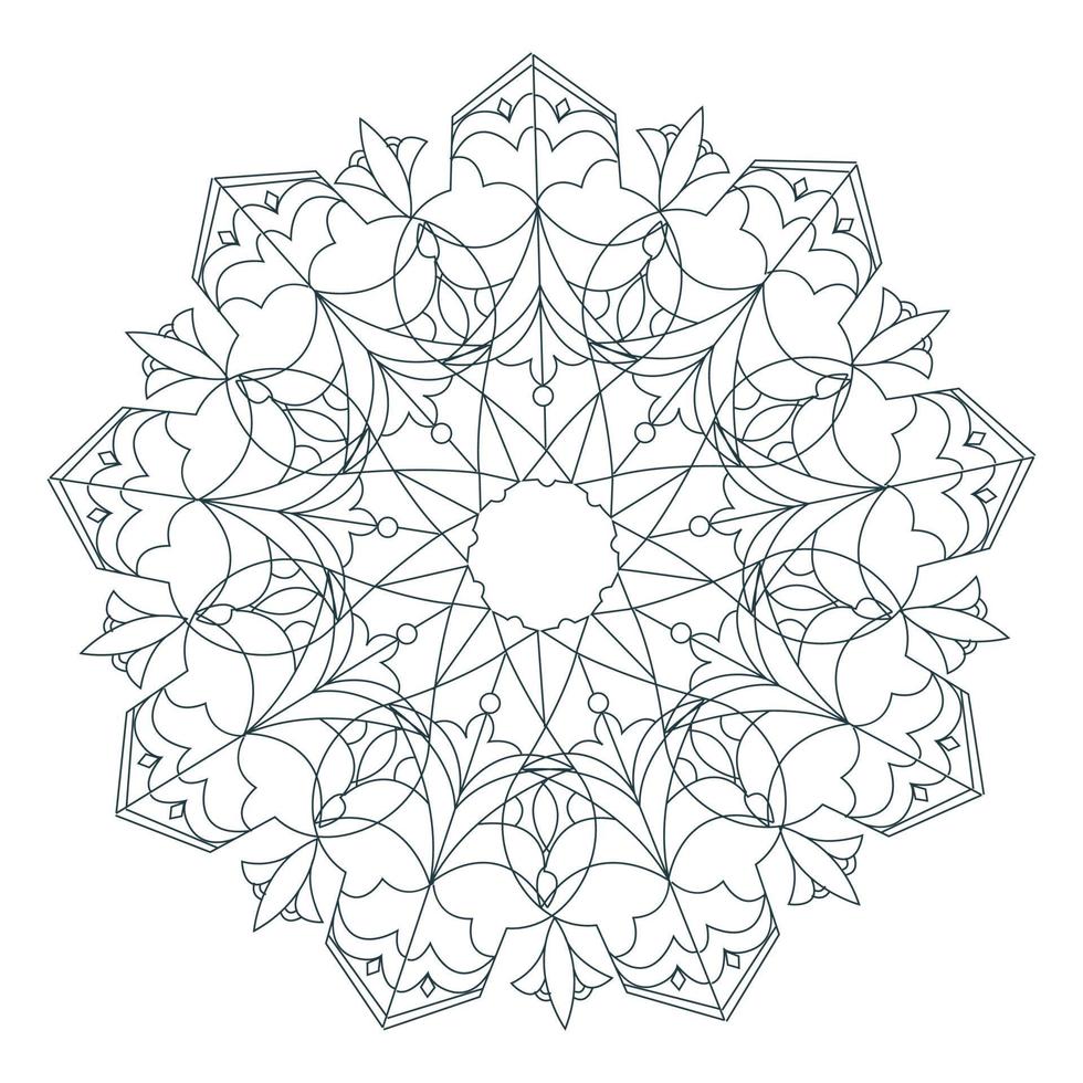 zentangle stylisé arabe, mandala indien, rangoli pour adultes pages à colorier anti-stress. motif d'ornement vintage dessiné à la main sur fond blanc. éléments décoratifs ethniques. esprit yogi. vecteur