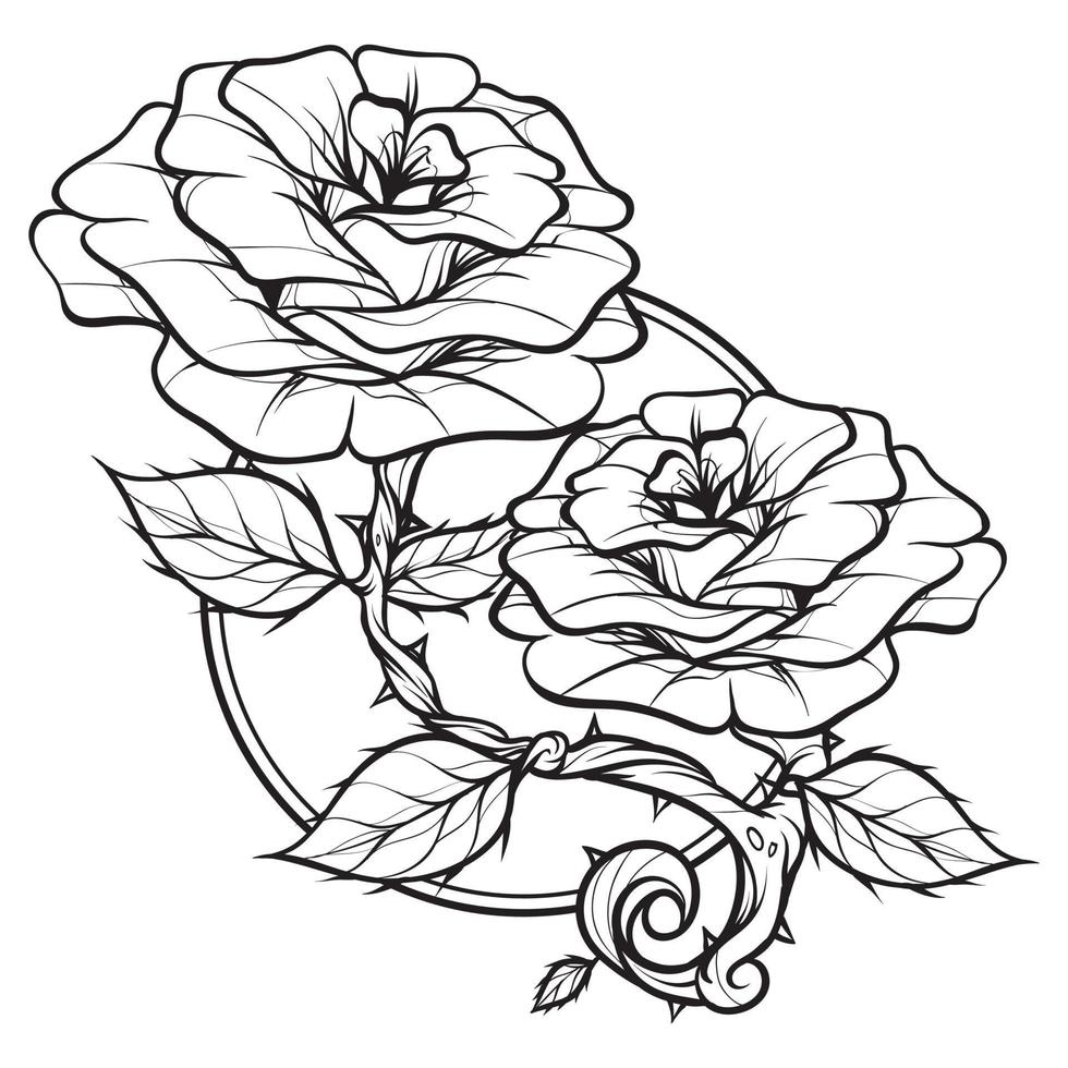 coloriage bouquet de fleurs dessin au trait fin. motif floral de plantes de jardin. illustration vectorielle dessinés à la main. élément de doodle simple isolé. livre de coloriage d'été pour enfants et adultes. vecteur