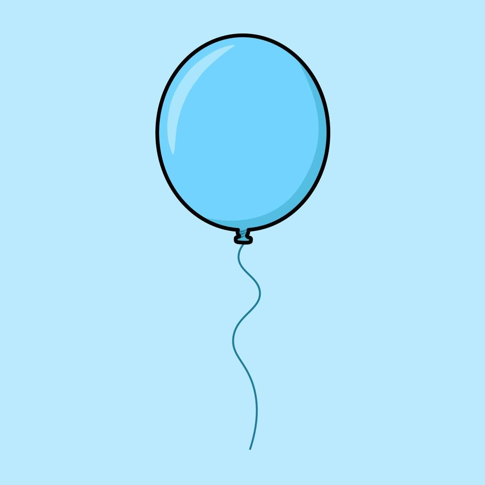 ballon bleu flottant ou volant avec ficelle et fond de couleur ciel vecteur