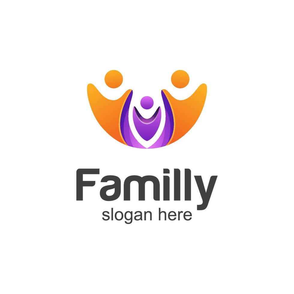 prime de conception de logo de famille heureuse vecteur