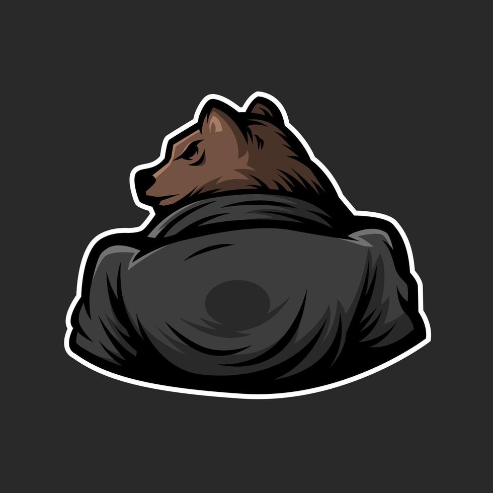 logo de la mascotte d'un ours avec une veste en cuir vecteur