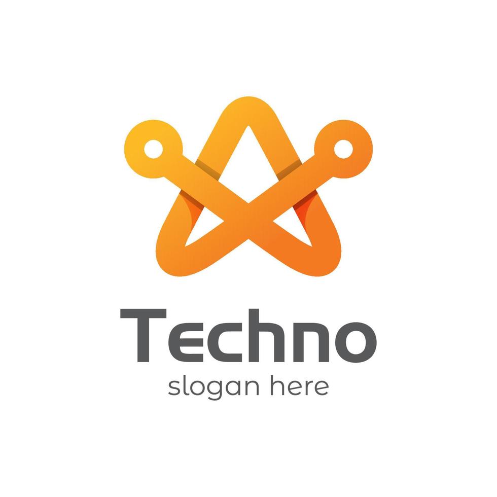 lettre a technologie concept logo vecteur premium