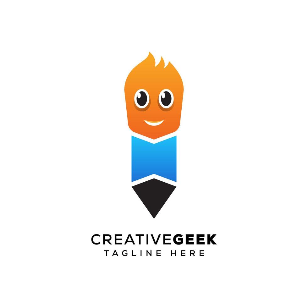 vecteur premium de conception de logo geek créatif