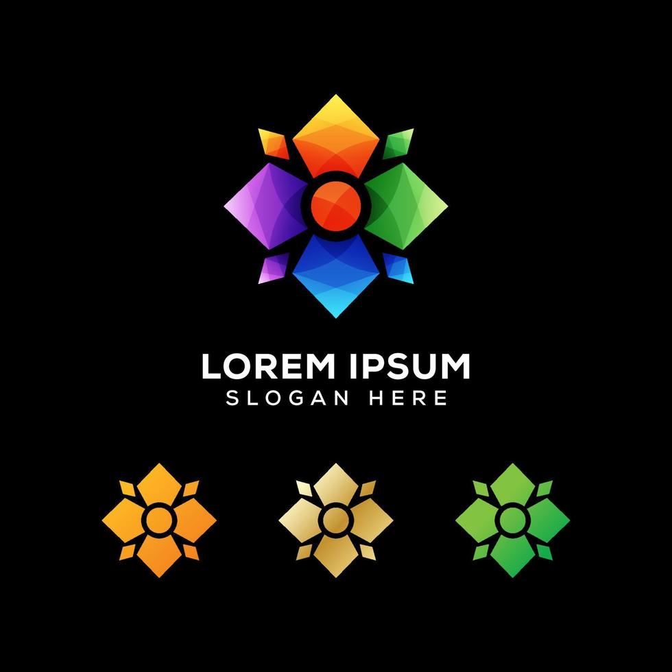 vecteur premium de logo géométrique fleur colorée