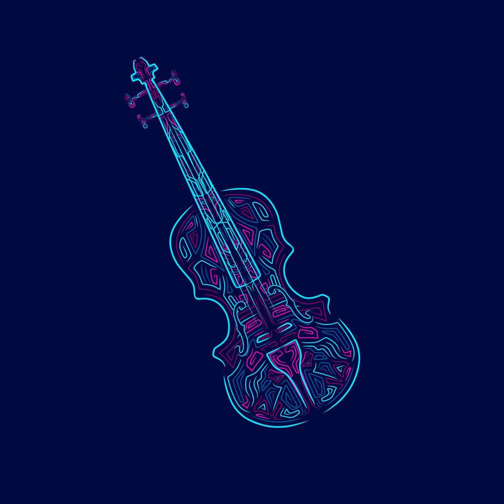 conception de logo coloré d'art de ligne de néon de violon. illustration vectorielle abstraite. vecteur