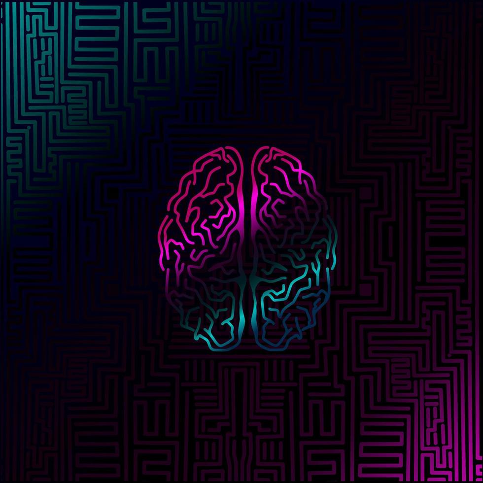 conception de logo coloré d'art de ligne de cerveau. illustration vectorielle abstraite. vecteur