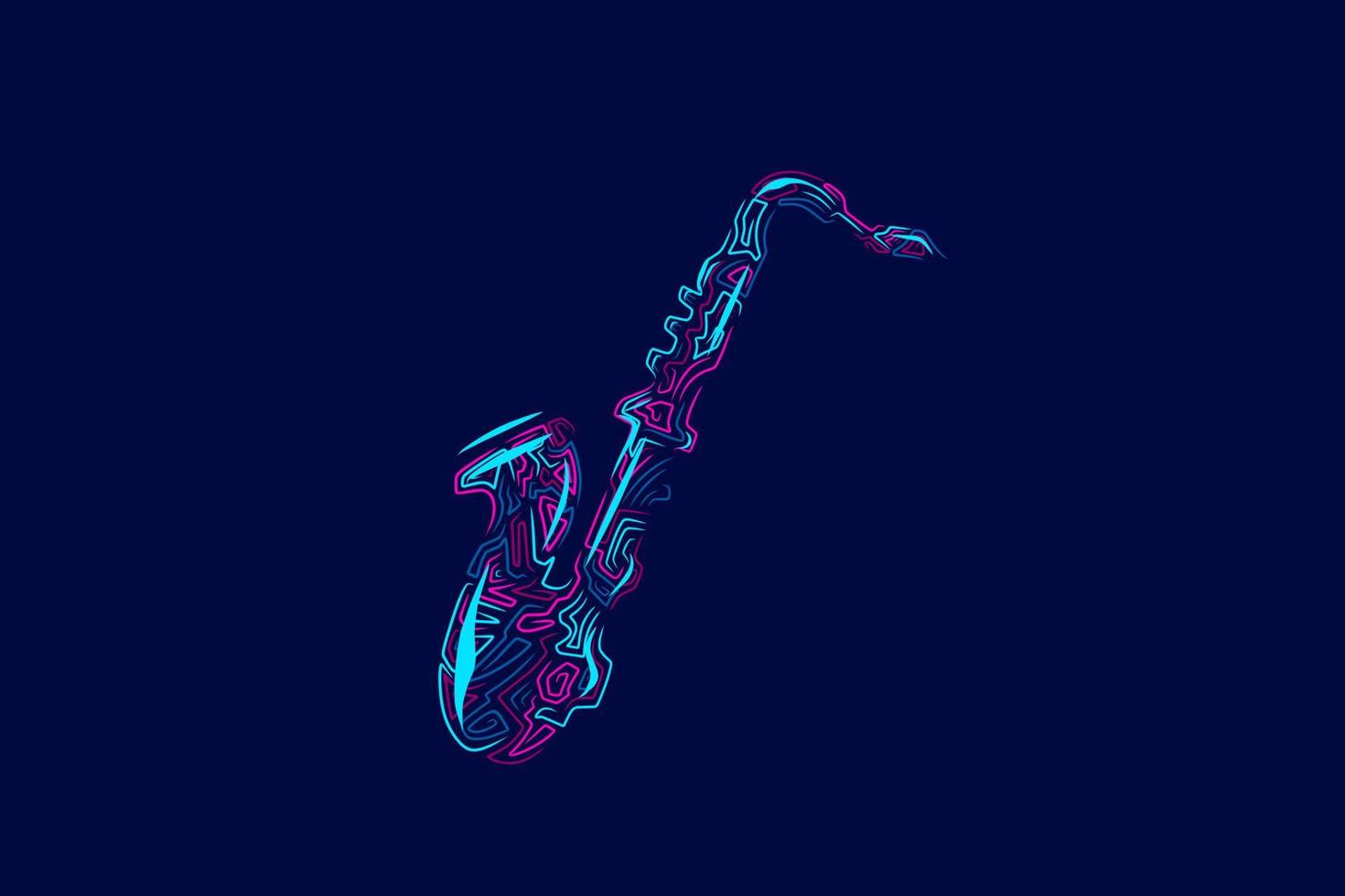 création de logo coloré d'art de ligne de saxophone. illustration vectorielle abstraite. vecteur