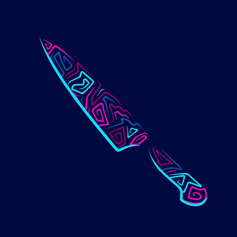 conception de logo coloré d'art de ligne de couteau au néon. illustration vectorielle abstraite. vecteur