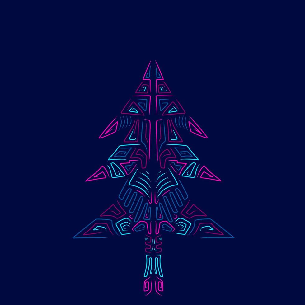 création de logo coloré d'art de ligne de néon d'arbre de noël. illustration vectorielle abstraite. bonne année graphique vecteur