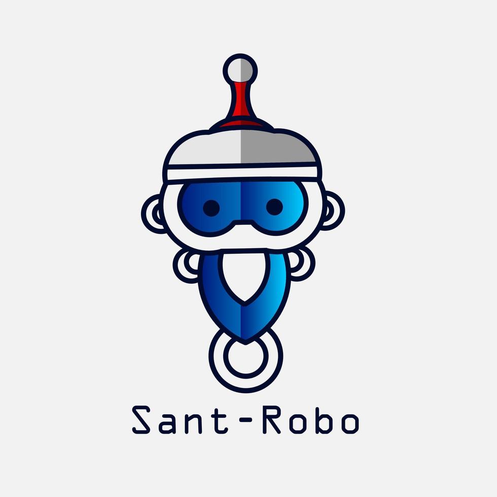 le père noël robot logo ligne pop art potrait design coloré avec un fond sombre. illustration vectorielle abstraite. vecteur