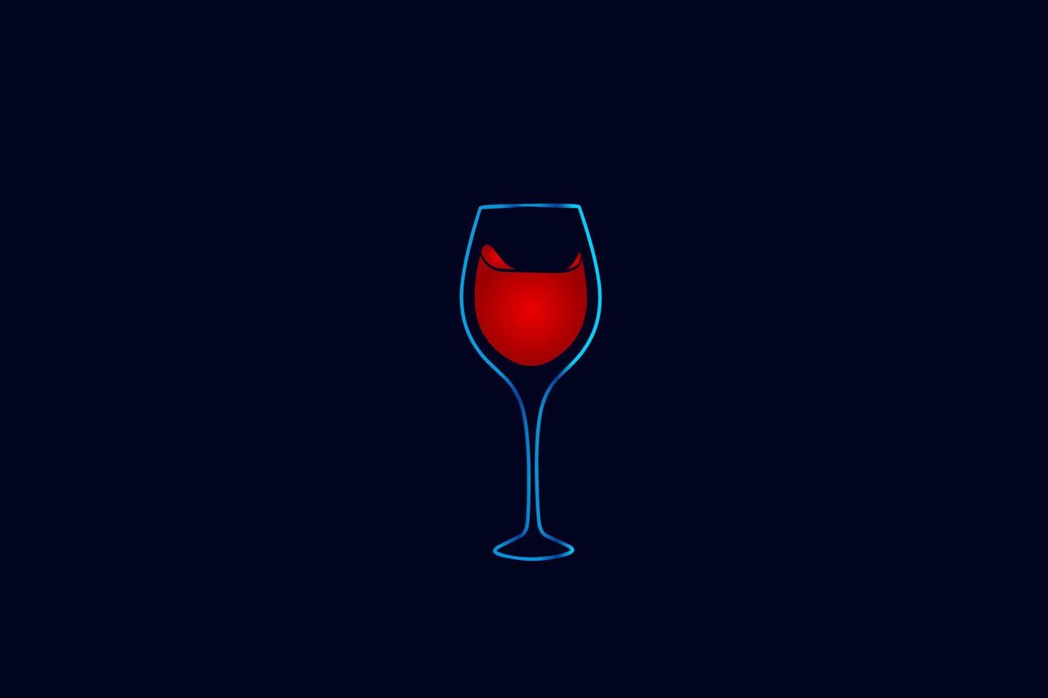 verre à vin boisson ligne pop art potrait logo design coloré avec un fond sombre. illustration vectorielle abstraite. fond noir isolé pour t-shirt, affiche, vêtements, merch, vêtements, conception de badges vecteur