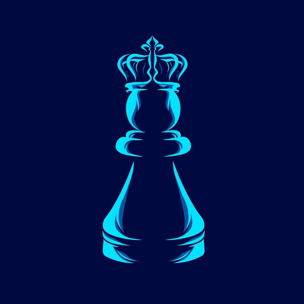 échecs reine ligne pop art potrait logo design coloré avec un fond sombre. illustration vectorielle abstraite. fond noir isolé pour t-shirt, affiche, vêtements, merch, vêtements, conception de badges vecteur